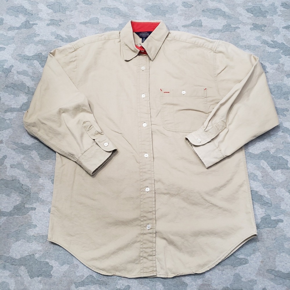 Vintage Kenneth Gordon Top Womens 10 Brown Pockets Long Sleeve Button-Up